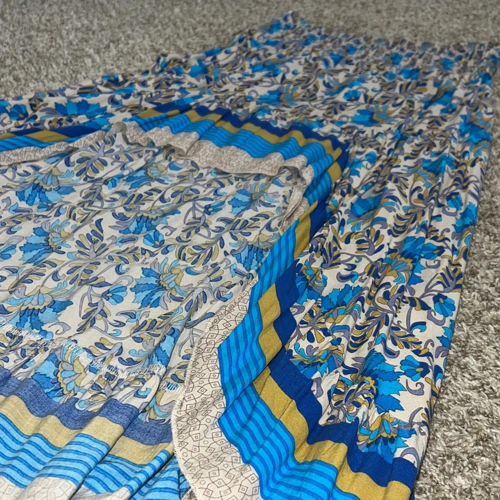 Floral Blue and Beige Women's Skirt